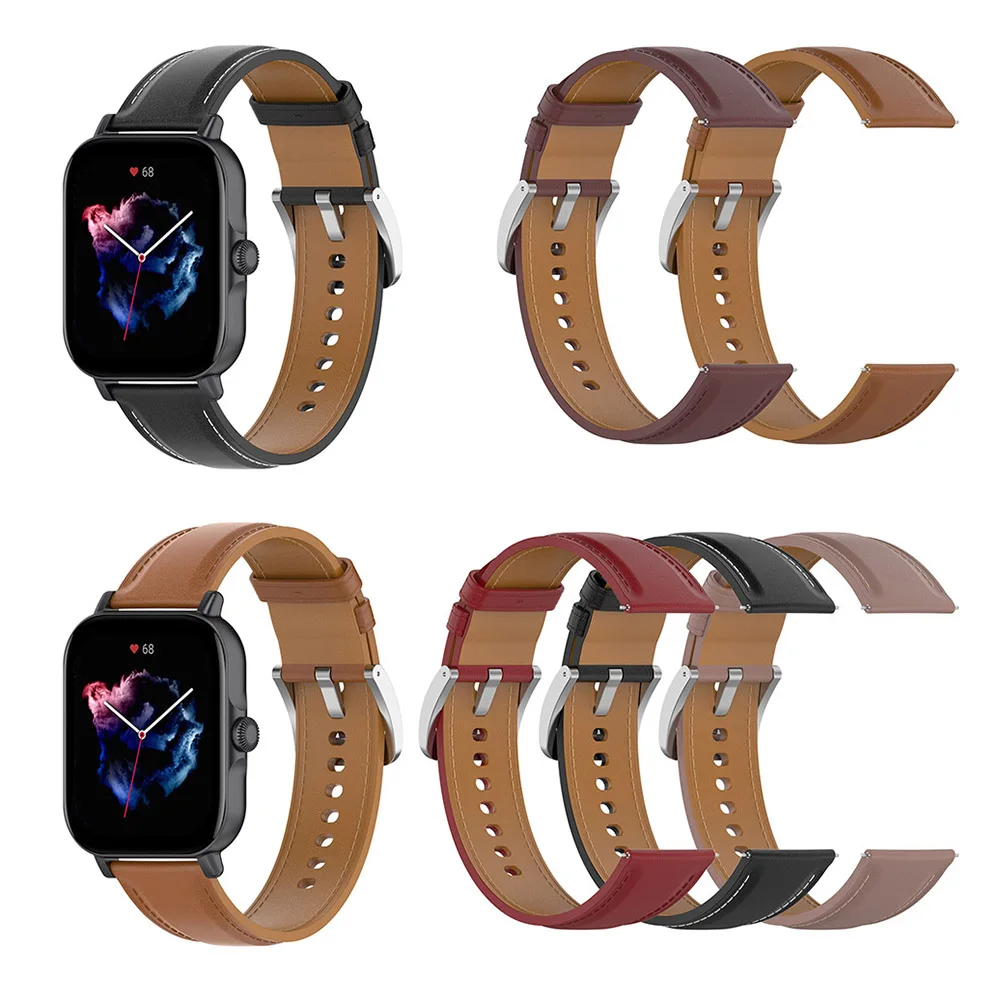 

Ремешок кожаный 20 мм, регулируемый браслет для смарт-часов, аксессуары для Huami Amazfit GTS3, Samsung Galaxy Watch 42 мм