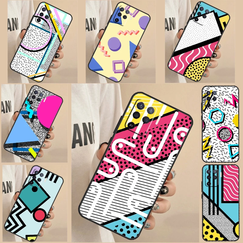 Абстрактная графика в стиле поп-арта 80-х для OPPO A74 A94 A54 A17 A77 A53 A57 s A58 A78 A98 A5 A9 A15 A52 A72 A93 A16 A76 A96