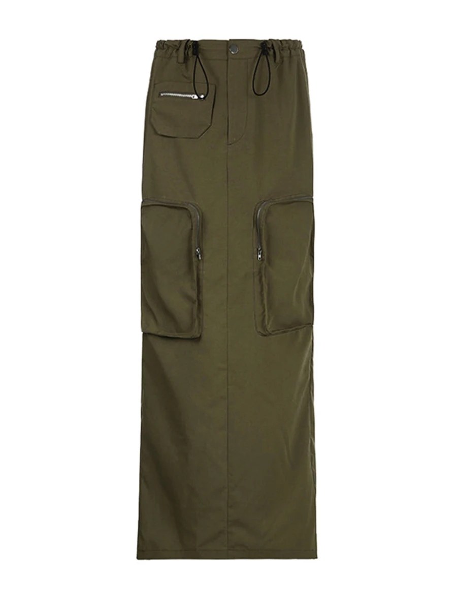 

Women s Half Dress Spring Summer Autumn Plain Casual Vintage Zip Up Pockets Street Party Skirt
