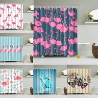 cartoon animal horse flamingo printing bath polyester shower curtain for bathroom nordic waterproof bath curtains home decor