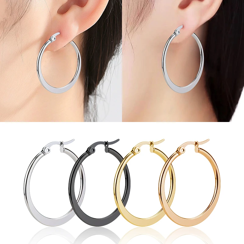 

Bohemian Fashion Medical Stainless Steel Hoop Earrings Color Round Circle Earring Jewelry For Elegant Woman Earrings