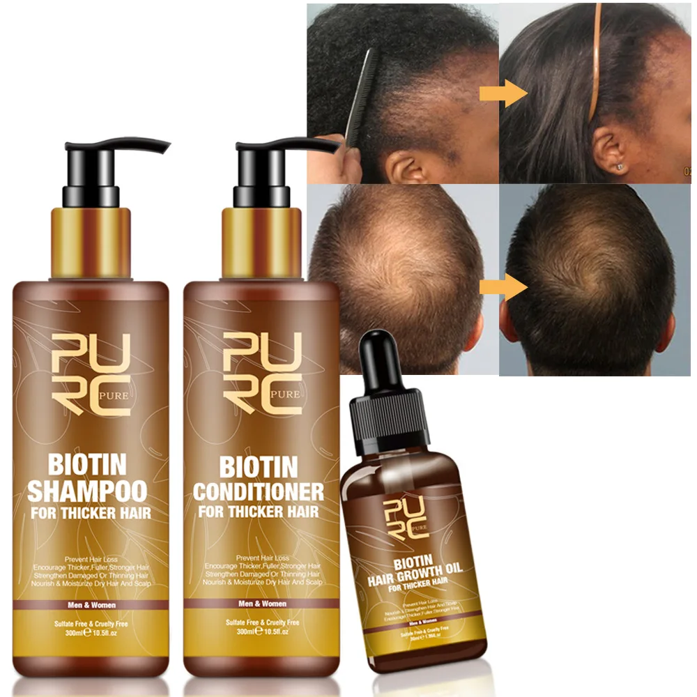 

PURC Fast Hair Growth Products for Men Biotin Anti Hair Loss Oil Shampoo Conditioner Set Hair Treatment for Women Beauty Health
