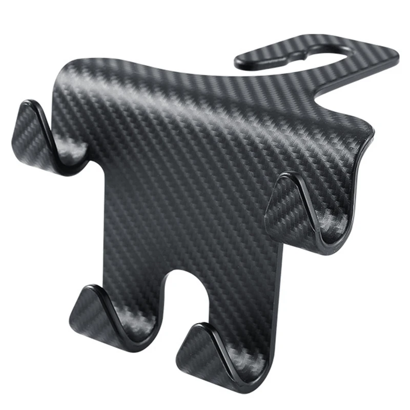 

2 In 1 Car Seat Headrest Hooks Phone Holder Seat Back Hanger Purses And Bags Carbon Fiber Car Back Seat Car Organizer Holder