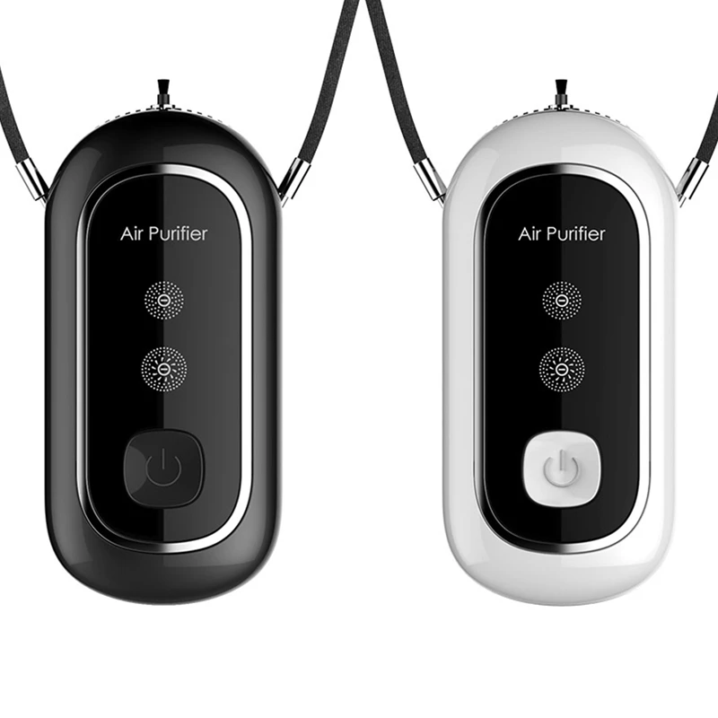 

2 набора, модный Персональный переносной встроенный вентилятор, 160 миллионов генераторов отрицательных ионов, подвесной очиститель шеи, чер...