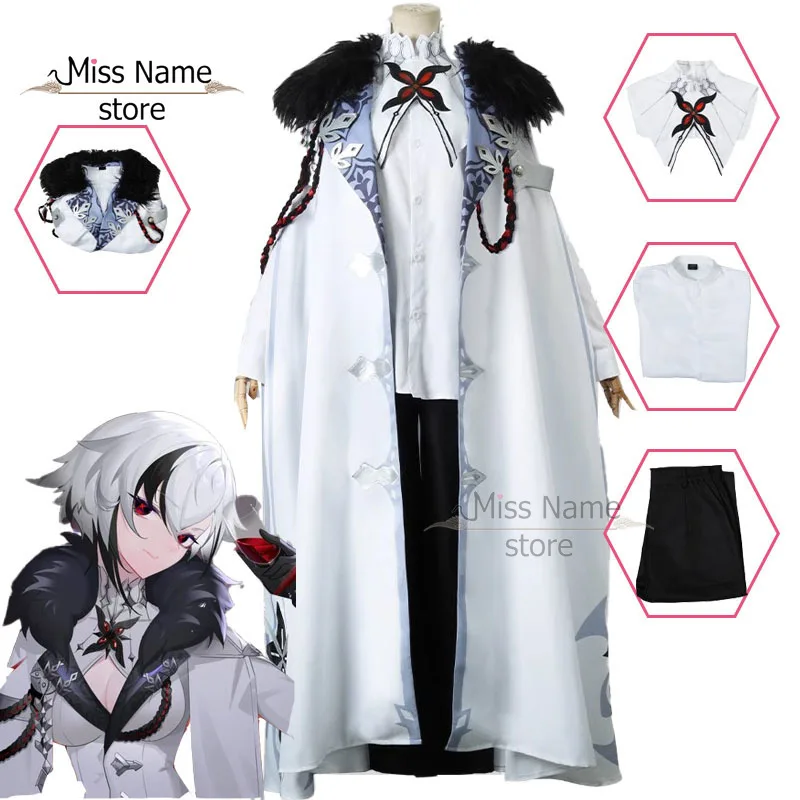 

Genshin Impact Arlecchino The Knave Arlecchino Cosplay Costume Cloak Wig Eleven Fur Collar Halloween Costume for Women/men