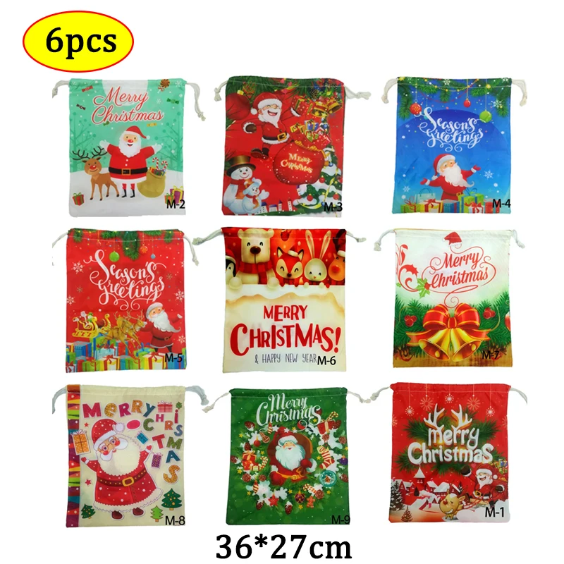 

Wholesale Merry Christmas Party Supplies For Kids Candy Snack Gift Bags Christmas Shopping Bag Drawstring Pocket For Home Decor