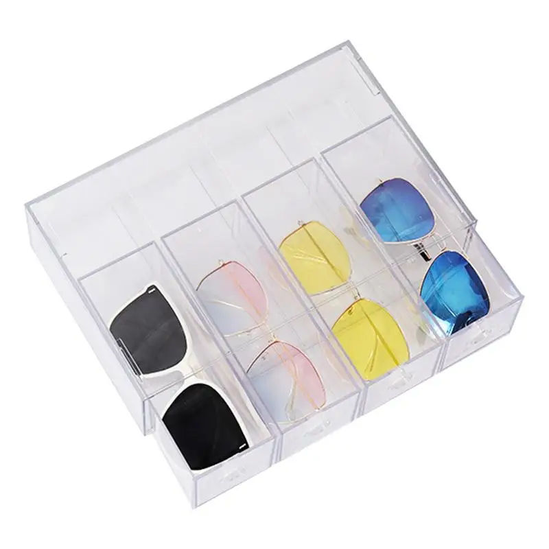 

Прозрачные стразы для очков, прозрачный четырёхслойный Стразы для хранения солнцезащитных очков, пылезащитный ящик для хранения канцелярских принадлежностей