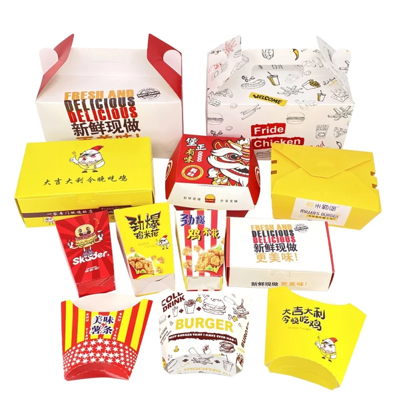 

Custom Printing Chicken Packaging Takeaway Food Delivery Paper Box Shanghai Snack Rigid Sandwich Boxes Disposable