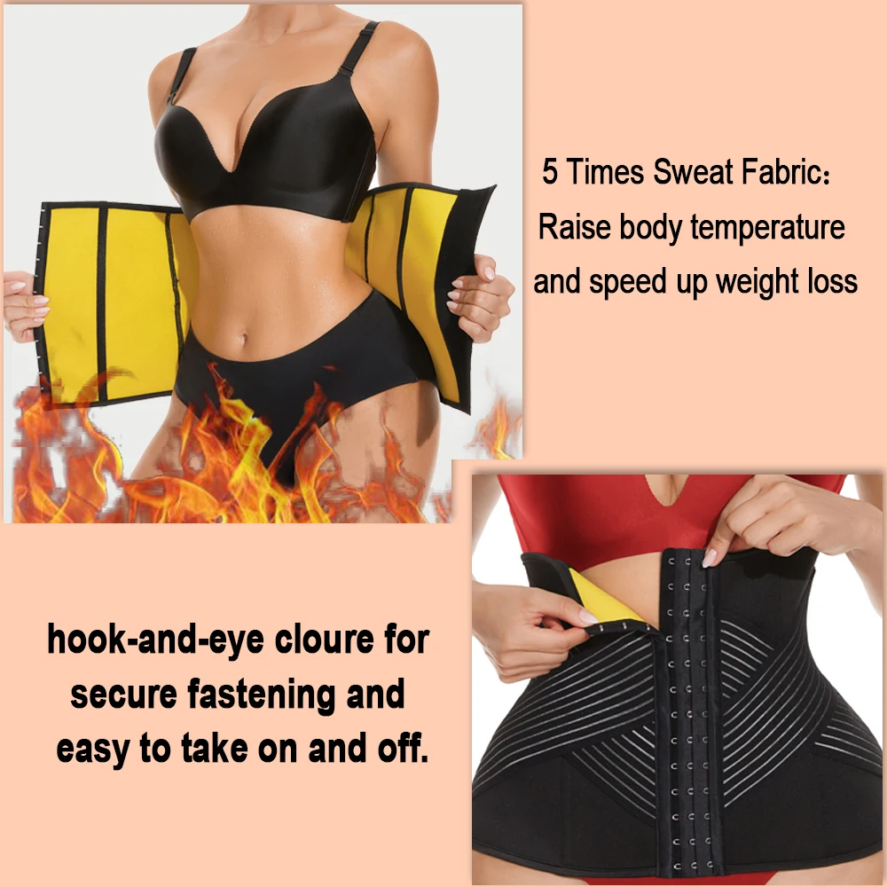 Velssut Women Waist Trainer Sweat Band Waist Cincher Trimmer for Weight Loss Gridle Sauna Belt Slimming Body Shaper Corset Top