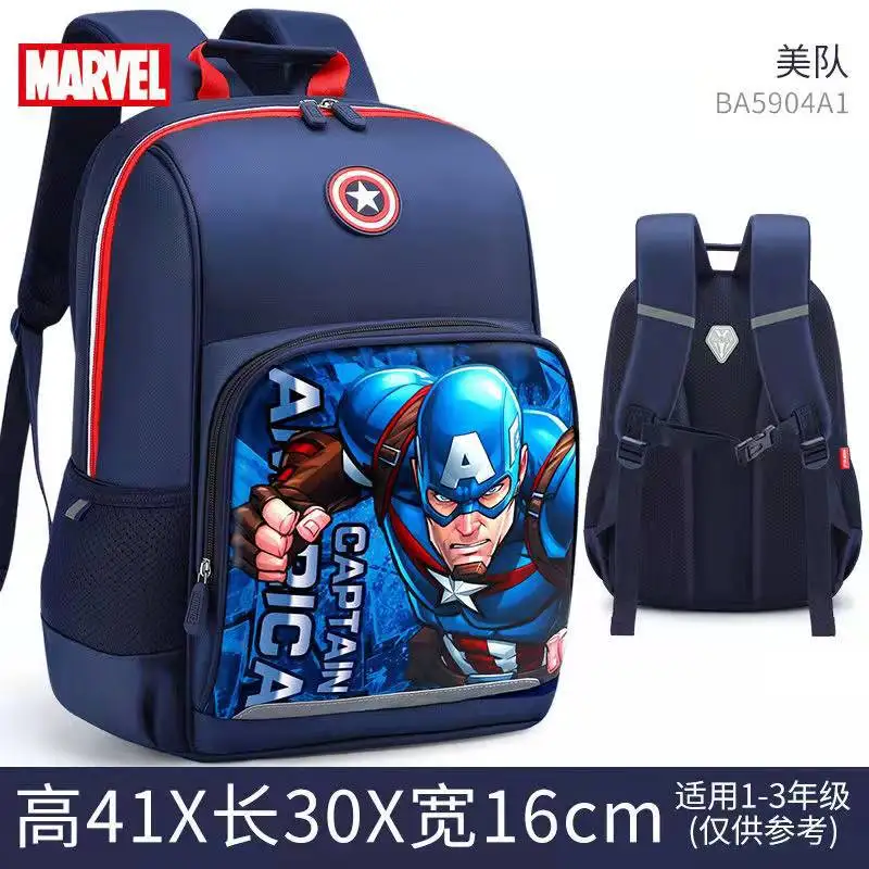 2022 new comfortable breathable Disney Iron Man children's backpack, 100% original Disney Captain USA schoolbag