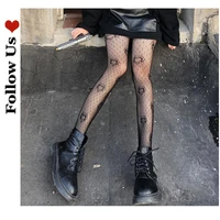 gothic tights pantyhose japanese black retro rose flower vine fishnet lace trousers little love bottoming g stockings women