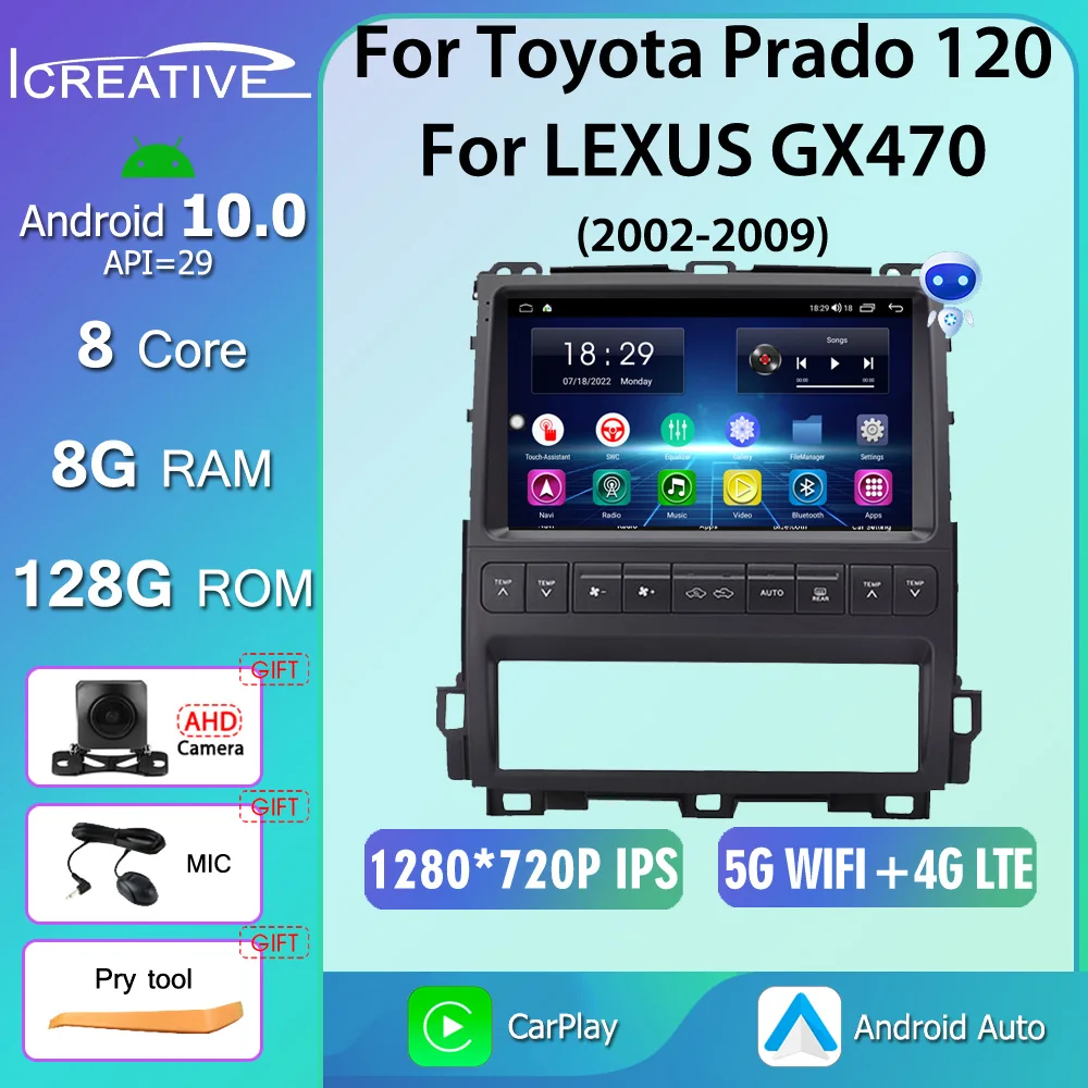 

QLED Android 10 Car Radio For Toyota Land Cruiser Prado 120 For LEXUS GX470 2002 - 2009 GPS Multimedia Video Player CarPlay GPS