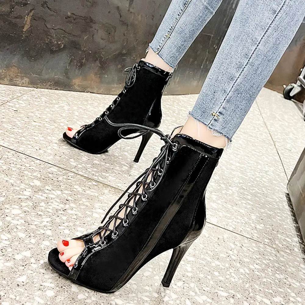 Dance Heels 2022 New High Top Latin Dance Shoes Women Street Salsa Tango Dance Boots Open Toe Sex Dance Shoes High Heels