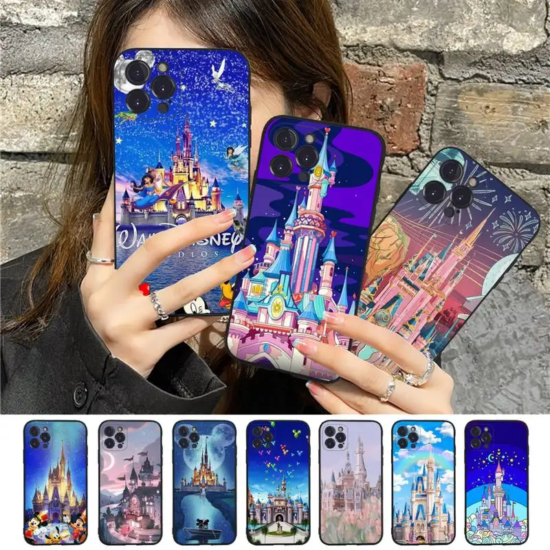 

Disney Pink Castle Phone Case Silicone Soft for iphone 14 13 12 11 Pro Mini XS MAX 8 7 6 Plus X XS XR Cover