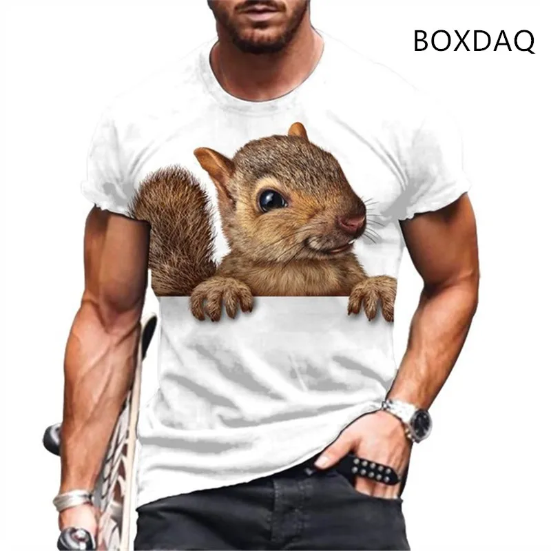 

Squirrel 3D Digital Print Men's T-shirts Cartoon Animal Pattern Casual Tops Summer Short Sleeve O-Neck Tops Oversize Men Tee 6XL
