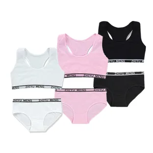 3setslot Teenage Clothes Sets Teenager Sport Underwear Training Bra for Girls Teen Bra and Panties Sets 8-14Y