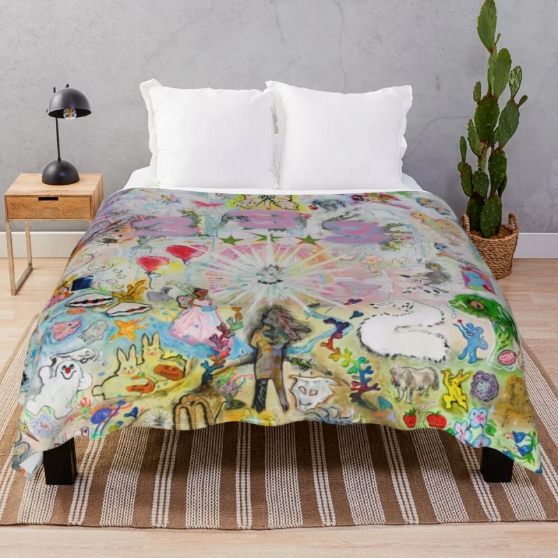 

333 Bladee Album Cover Blanket Flannel Summer Portable Throw Blankets for Bedding Home Couch Travel Office