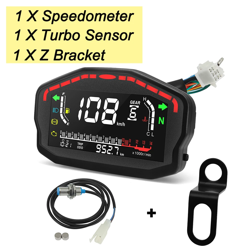 

Универсальный 12-вольтовый ЖК-тахометр Для Мотоциклов, Дисплей 14000 Об/мин, Спидометр, Одометр Для 2-4-цилиндровых Мотоциклов