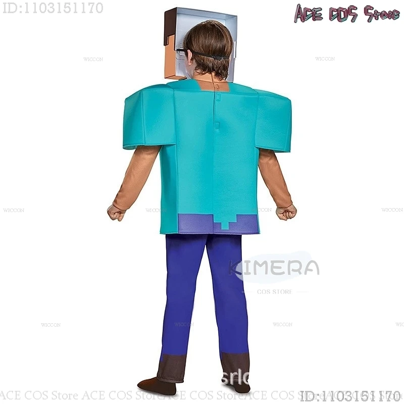 Mine Steve Player Cosplay Costume Outfits Mc Craft Uniforms Clothes Halloween Party Women Men Funny Suit
