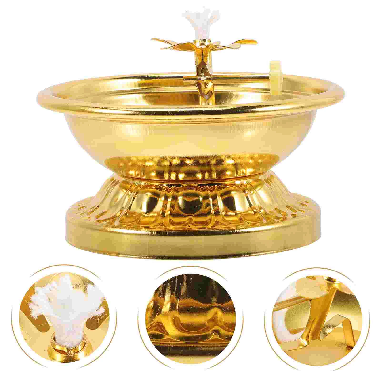 

Oil Lamp Dish Temple Kerosene Adornment Worship Light Home Decor Accents Alloy Crafts Row Lights Lamps Indoor Use