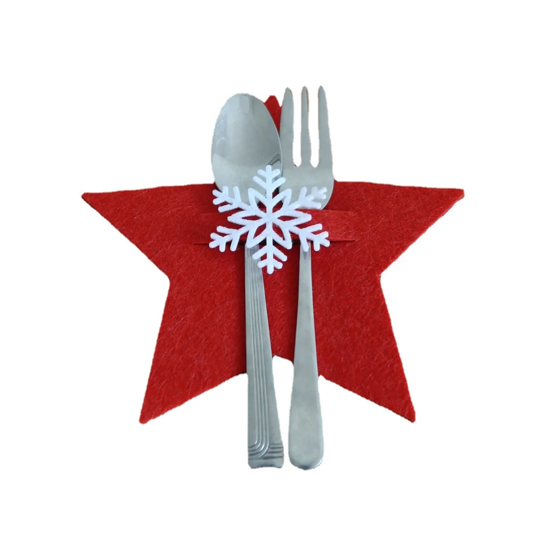

2022 New Year 4 Pcs XmasUtensil Holders Silverware Cutlery Pouch Knifes Forks Bag for Christmas Decoration Home Ornament