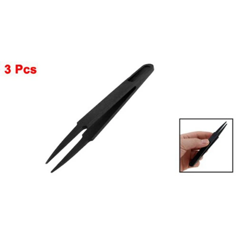 

6 Pcs Black Plastic Electronic Pointy Tip Anti-Static Tweezers