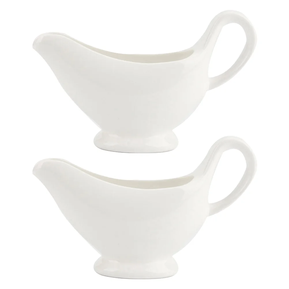 

2 Pcs Sauce Boat Seasoning Cups Glass Coffee Container Food Bowls Ceramics Pour Gravy Containers Honey Dispenser Bottle