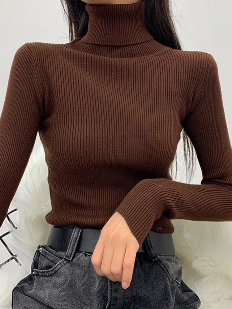 Водолазка JMPRS Женская с длинным рукавом базовый вязаный джемпер эластичный