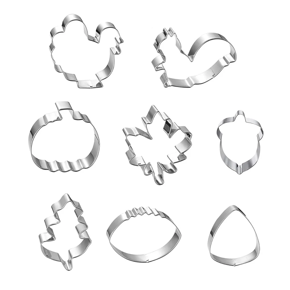 

8 Pieces/set Biscuit Molds Thanksgiving Day Kitchen Cookie Shapers Stainless Steel Baking Cooking Embossers, Type B