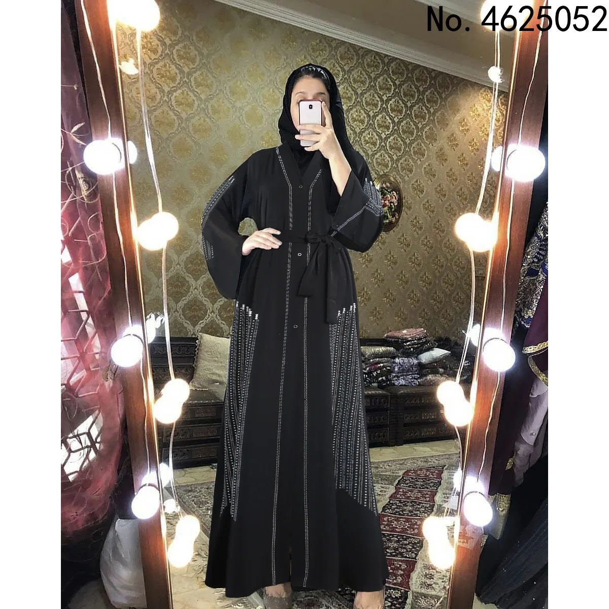 

New Open Women Dubai Turkey Muslim Women Kaftan Beads Luxury Cardigan Plus Size Boubou Islamic Clothing