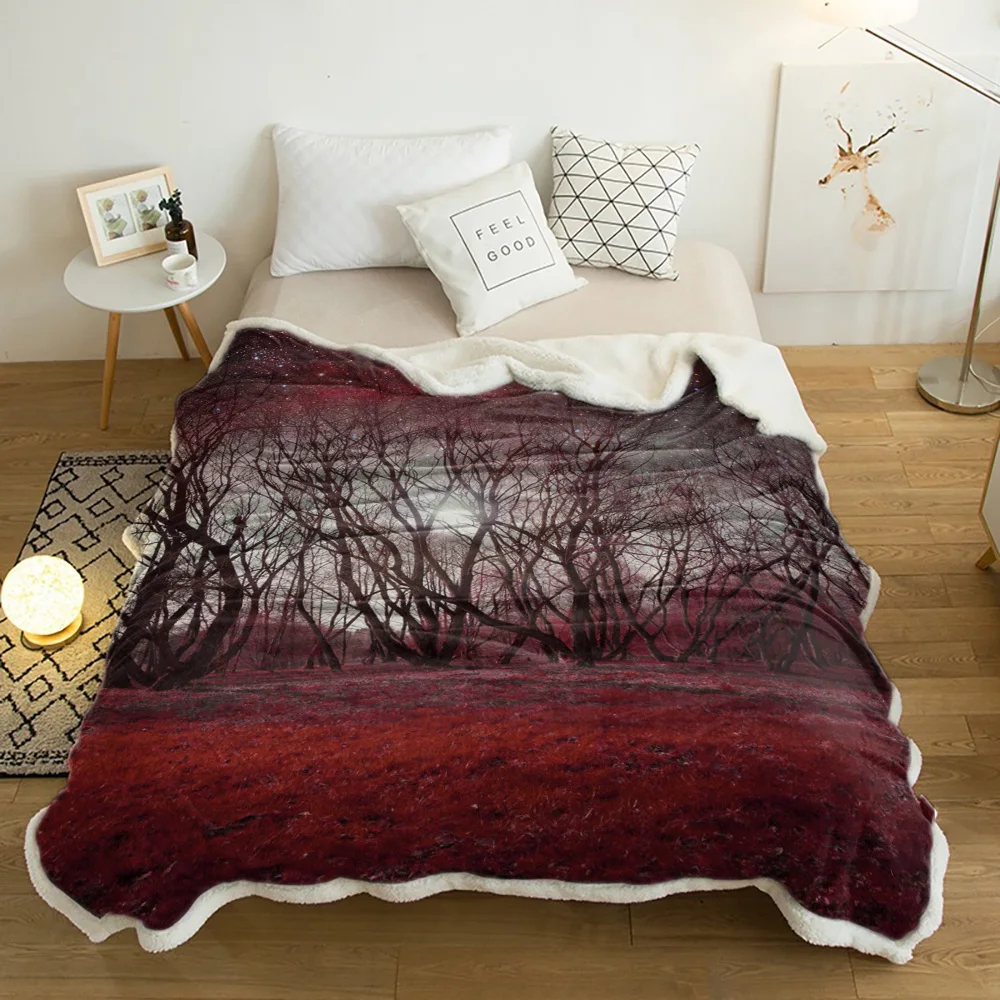 

Красные Деревья звездное небо лес плюшевое плед одеяло шерпа флисовое покрывало s покрывало для дивана постельное белье для пикника шерстя...
