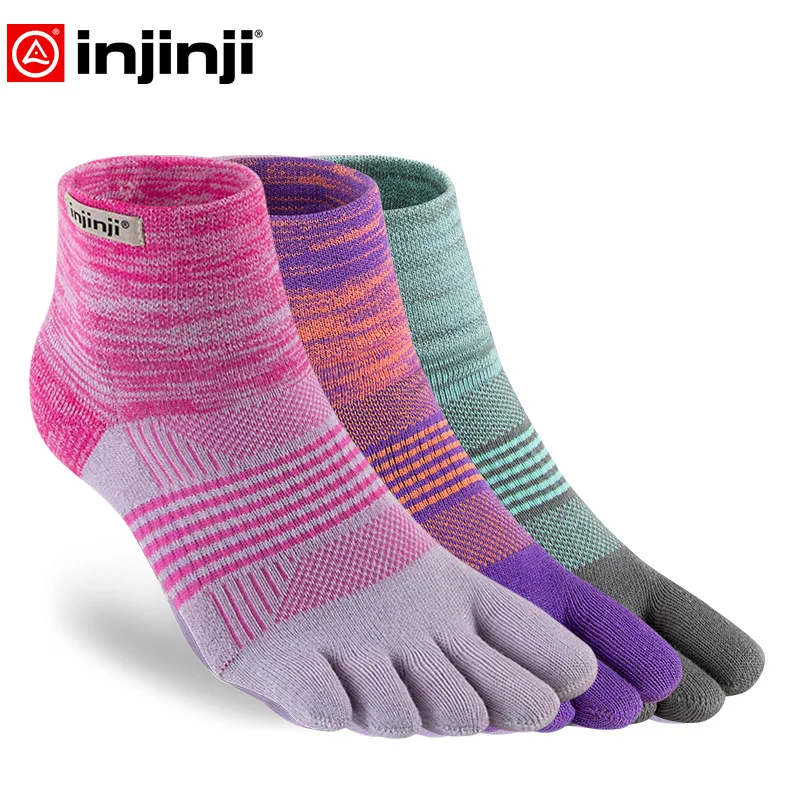 Injinji Women's Trail Midweight Mini-Crew Socks Running Quick-drying Breathable Sports COOLMAX Pilates Five Fingers Heated Socks