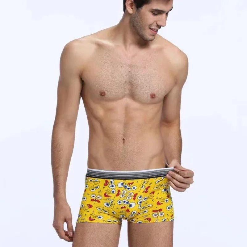 5Pcs/Lot Cartoon Men's Underwear Youth Men's Boxer Shorts Sports Personality Trend Pure Cotton Men's Panties Four Corners Man