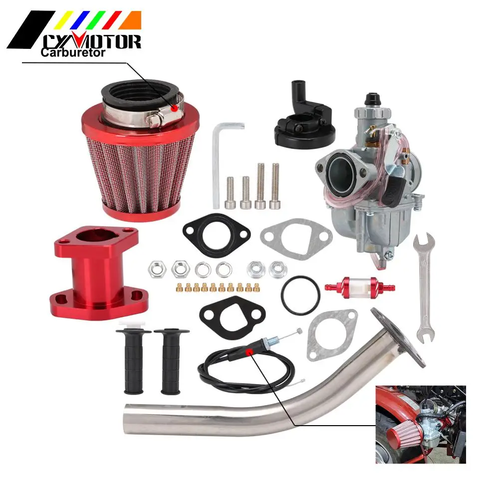 

New Motorcycle CNC Aluminum VM22 Carburetor Carb Performance Intake Manifold Air Filter Exhaust Pipe Kit For Universal