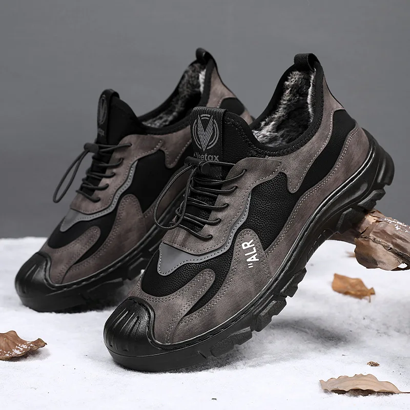 

Men Cotton Shoes Winter Men Boots Plush Outdoor Hiking Boots Men Bare Short Boots Thermal Anti-skid Leisure Boots