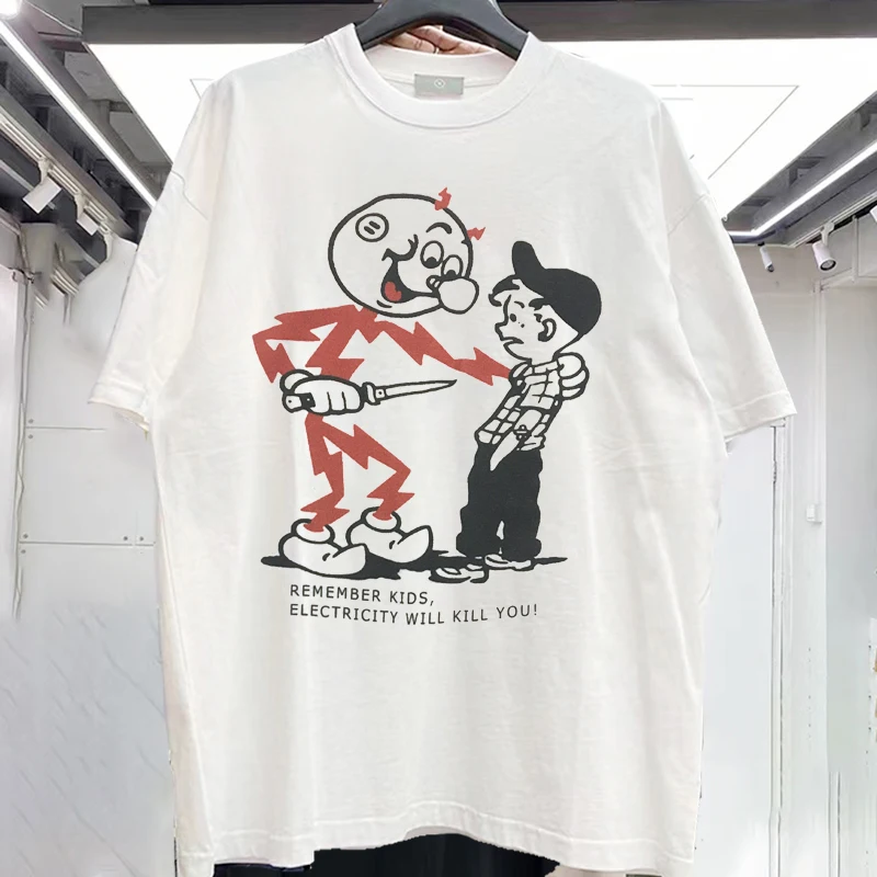 

Mr. Electricity White Graohic T-shirt for Men and Women Summer Short Sleeve Cotton Tees Tops Fashion Streetwear Vintage T Shirt