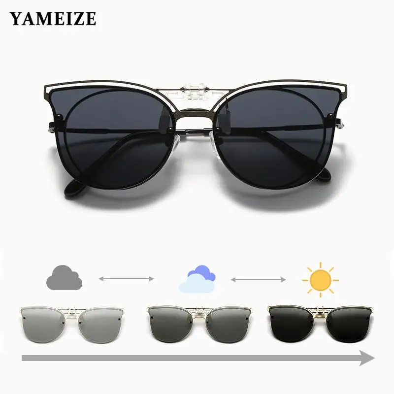 

Солнцезащитные очки YAMEIZE с клипсой для мужчин и женщин, поляризационные, без оправы, фотохромные, с клипсой, для вождения, рыбалки, УФ