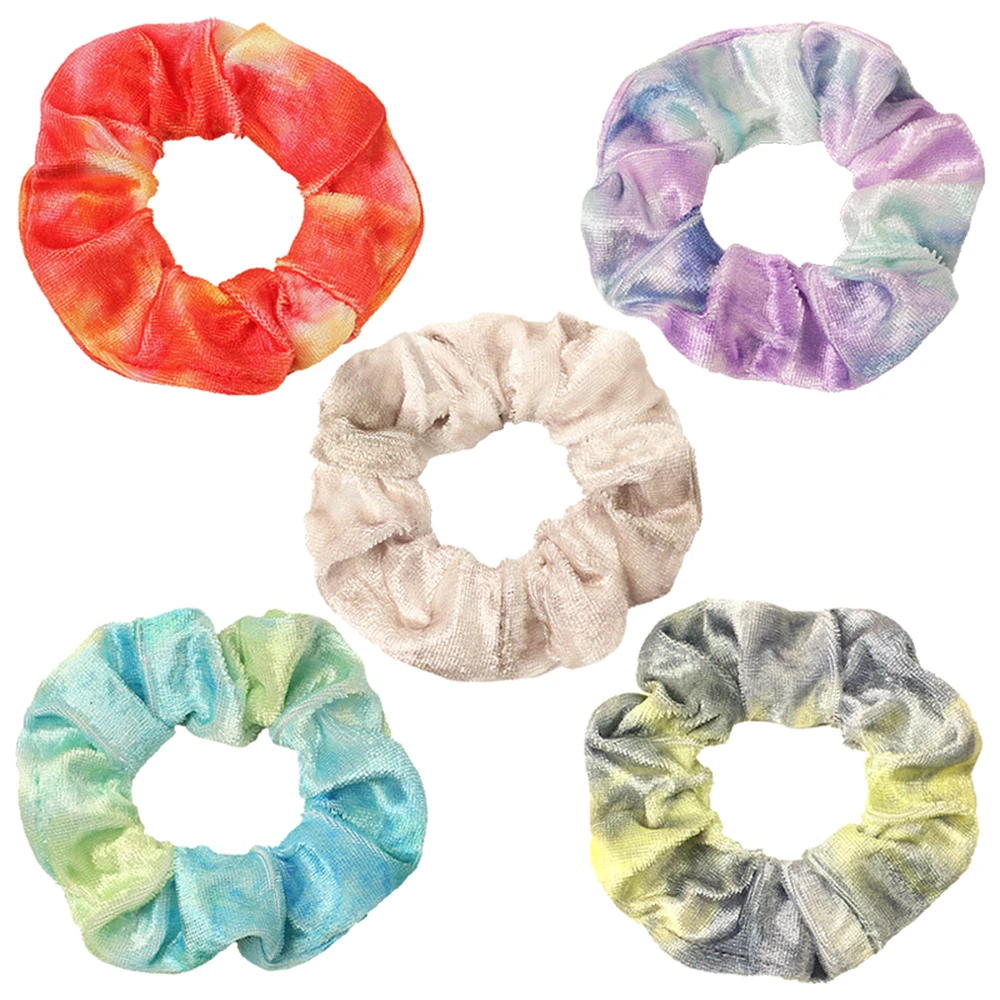

Fashion Scrunchies Women Tie-dyed Velvet Small Size Elastic Hair Bands Children Hair Holder Hair Accessories For Girls Wholesale
