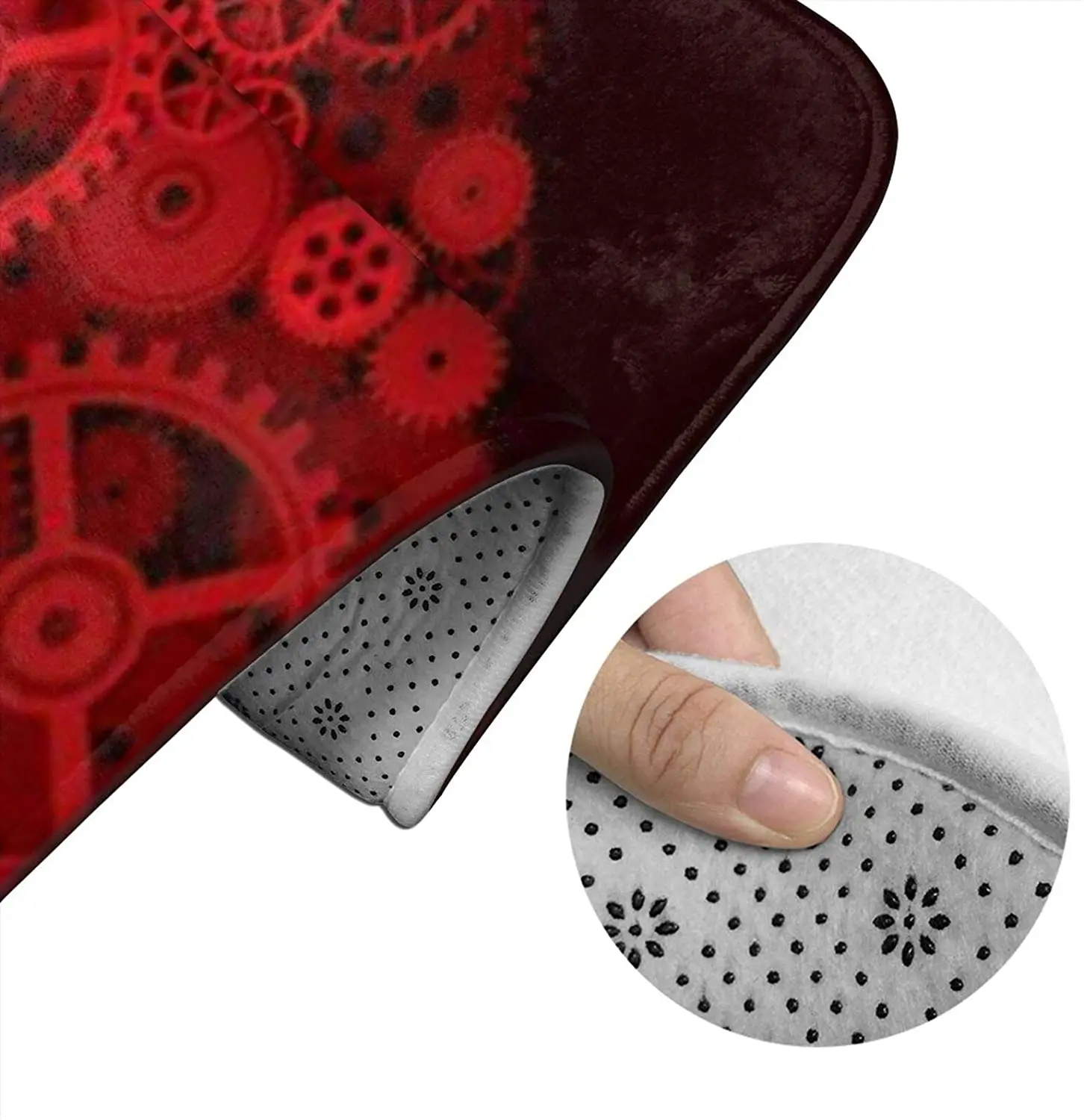

Minimalism Red Heart Gears Bathroom Mat Sets 3 Piece Set Rugs Memory Foam Mat Set Toilet Seat Cover Bath Mat lid Cover