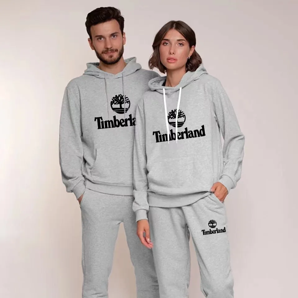 2022 New Brand Printed Sportswear Mens 4 Colors Warm Two Pieces Set Loose Hoodie Sweatshirt + Pants Set Hoodie Jogging Suit