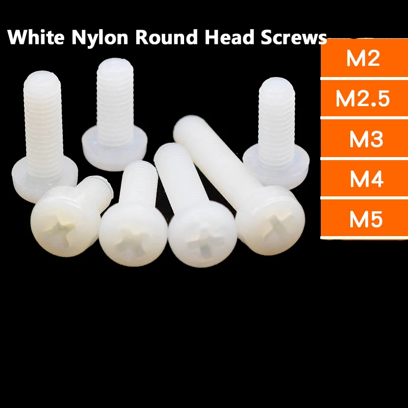 

50/100PCS M2 M2.5 M3 M4 M5 Nylon Cross -headed Screw Plastic Screw