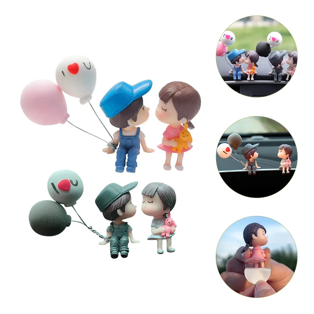 

2 Pairs Valentine's Day Gift Cartoon Couple Figurines Statue Romantic Decorations The Dashboard Plastic Office Accessory
