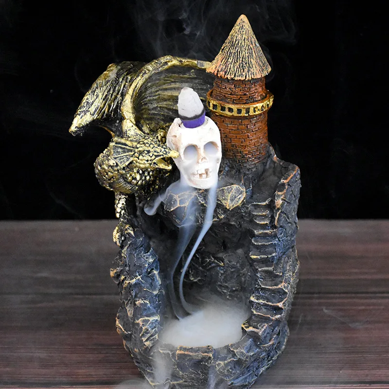 

Horror Resin Handicraft Backflow Incense Ornament European Style Home Funny Dinosaur Incense Burner Incense Waterfall