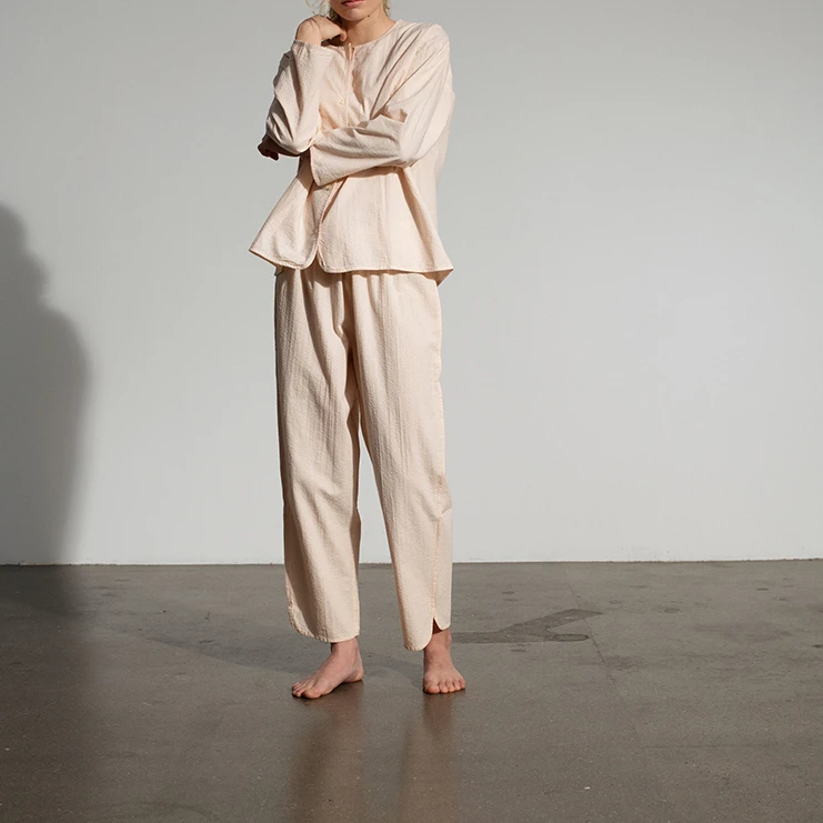 2022 Spring Ladies Loungewear Two Piece Danish Gentle Comfortable and Breathable Organic Cotton Poplin Pajamas