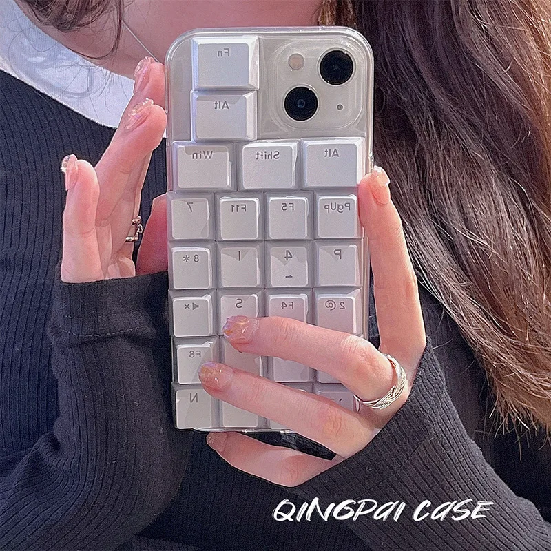 

New white stereo keyboard Phone Case For iphone14 13 12 11 Pro Max X XR XSMAX 78 Plus Simplicity silica gel Fashion new products