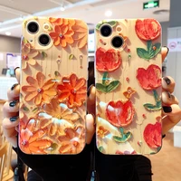 luxury fashion laser rose flowers daisy phone case for iphone 13 pro max 12 11 x xs xr 7 8 plus soft tpu shockproof back cover