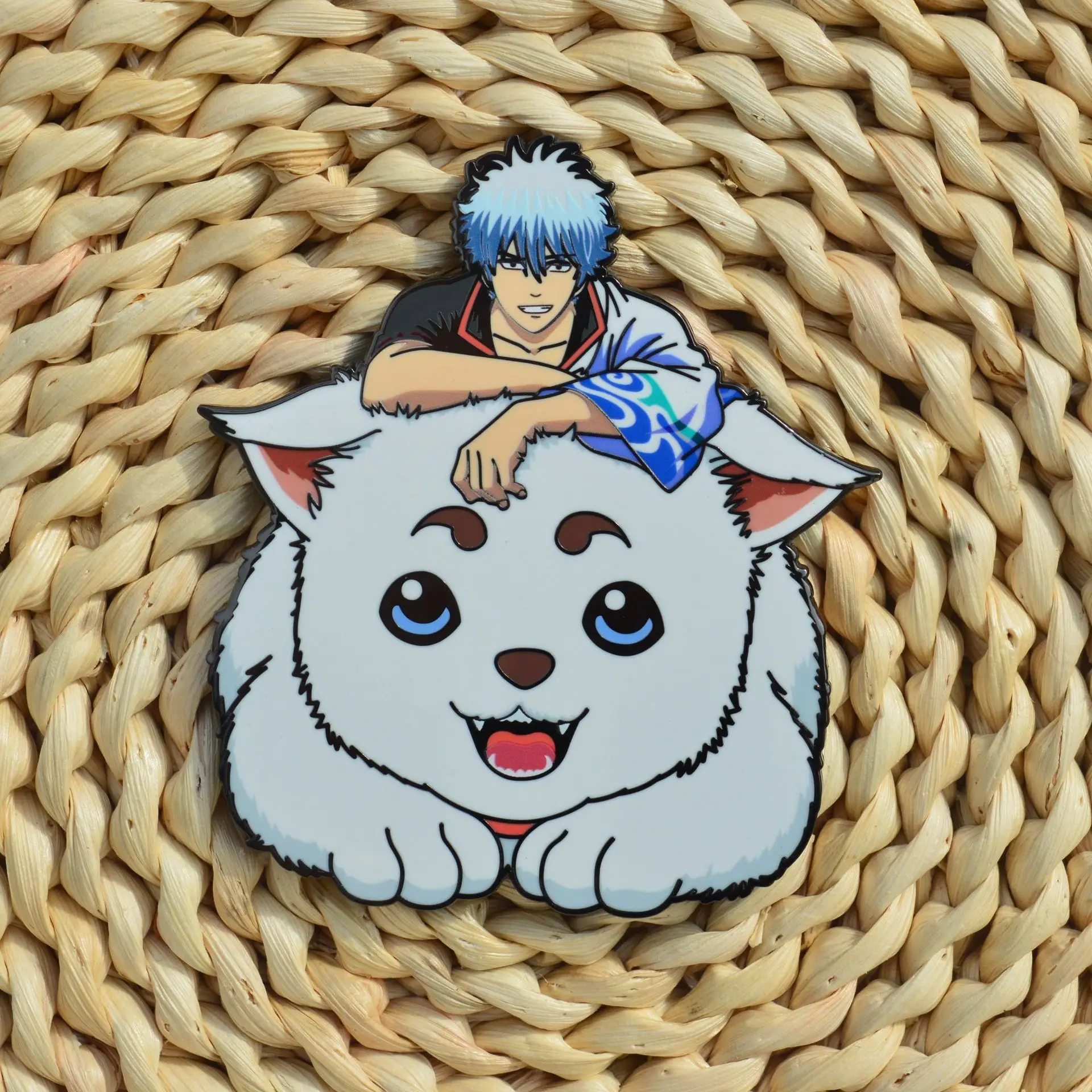 Фото Эмалированные значки аниме Gintama Sakata Gintoki Sadaharu, булавки, японские броши в стиле манга для рюкзака, одежда с лацканами, игрушки для косплея, подарки №4