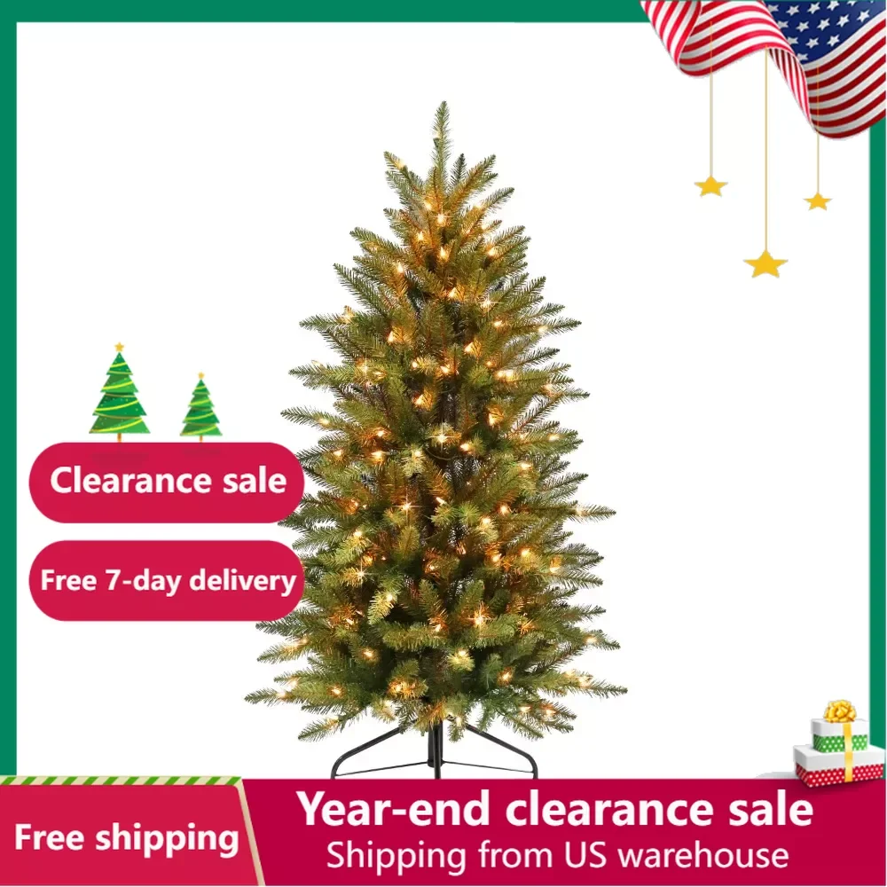 

Christmas Decoration 2023 Free Shipping 4 1/2 Ft. Pre-lit Fraser Fir Pencil Artificial Christmas Tree 150 UL Listed Clear Lights