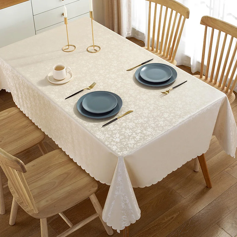 

Table cloth fabric European style waterproof, scald resistant, oil resistant, and wash free rectangular table mat