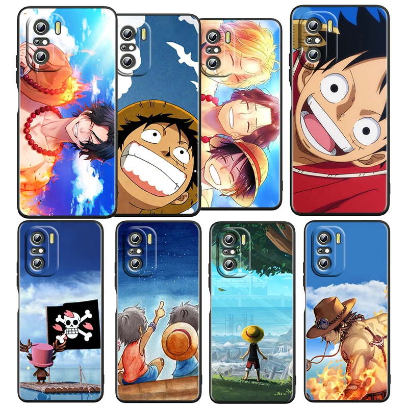 

Anime One Piece Cartoon For Xiaomi Redmi K50 Gaming Pro 5G 10 9 9A 9C 9T 8 7 6 5 4X TPU Soft Black Phone Case Fundas Capa Cover